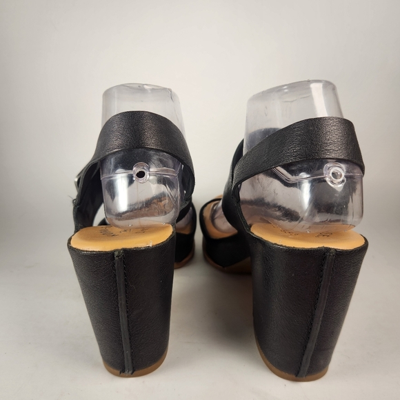 KORK EASE Womens San Carlos Sandal Size 9 Black Leather Platform Slingback - Picture 6 of 12